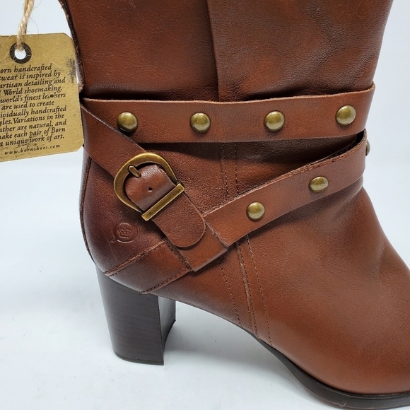 Born Emma Block Heel Bootie Cognac Brown Leather Women's Size 11M NEW - Picture 9 of 9